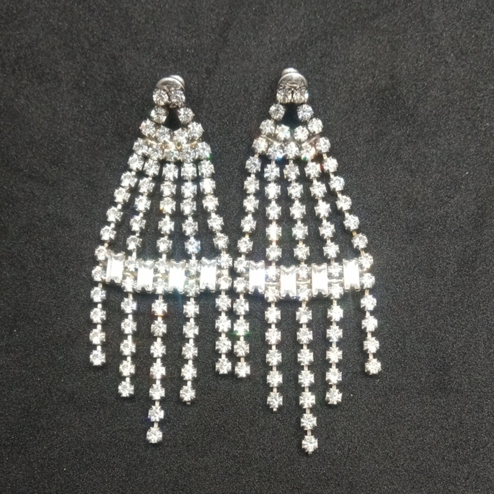 Silver Chandelier Earrings with Cascading Design